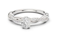 Oval Twisted Vine Engagement Ring - White Gold