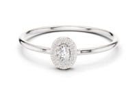 Oval Petite Halo Ring - White Gold
