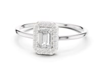 Emerald Dainty Halo Ring - White Gold
