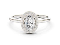 Oval Cathedral Halo Ring - White Gold