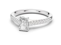 Radiant-Cut Diamond Classic Pave Solitaire Engagement Ring - White Gold