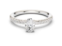 Oval-Cut Diamond Classic Pave Solitaire Engagement Ring - White Gold