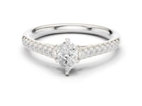 Pear-Cut Diamond Classic Pave Solitaire Engagement Ring - White Gold