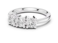 Round Three-Stone Shared-Prong Ring - White Gold