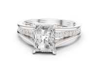 Radiant Channel Shoulder Cathedral Ring - White Gold