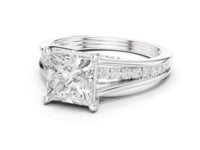 Princess Channel Shoulder Cathedral Ring - White Gold