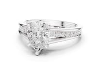 Pear Channel Shoulder Cathedral Ring - White Gold