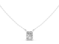 Radiant Floating Solitaire Pendant - White Gold