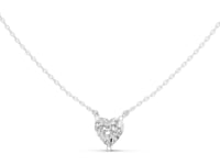 Heart Floating Solitaire Pendant - White Gold