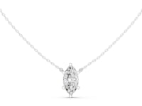 Marquise Floating Solitaire Pendant - White Gold