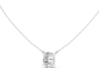 Oval Floating Solitaire Pendant - White Gold