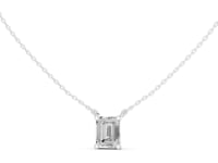 Emerald Floating Solitaire Pendant - White Gold