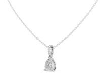 Pear Pave Bail Solitaire Pendant - White Gold