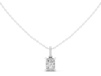 Radiant Pave Bail Solitaire Pendant - White Gold