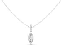 Marquise Pave Bail Solitaire Pendant - White Gold
