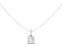 Princess Pave Bail Solitaire Pendant - White Gold