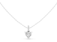 Heart Pave Bail Solitaire Pendant - White Gold