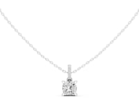 Cushion Pave Bail Solitaire Pendant - White Gold
