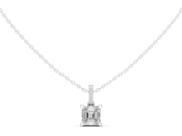 Asscher Pave Bail Solitaire Pendant - White Gold