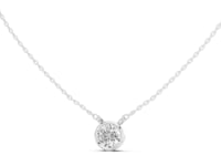 Round Bezel Solitaire Pendant - White Gold