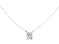 Radiant Bezel Solitaire Pendant - White Gold