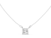 Princess Bezel Solitaire Pendant - White Gold