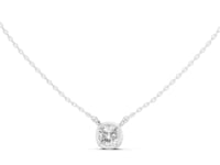 Cushion Bezel Solitaire Pendant - White Gold