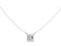 Asscher Bezel Solitaire Pendant - White Gold