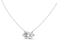 Marquise Classic Bezel Solitaire Pendant - White Gold