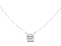 Cushion Classic Bezel Solitaire Pendant - White Gold