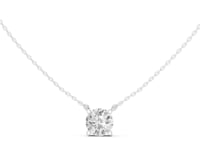 Round Floating Solitaire Pendant - White Gold