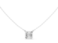 Asscher Classic Bezel Solitaire Pendant - White Gold
