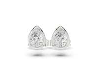 Pear Diamond Bezel Stud Earrings - White Gold