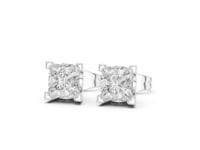 Premier Princess Open-Gallery Solitaire Studs - White Gold