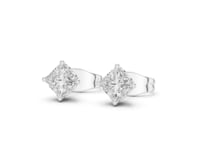 Premier Princess Scroll-Basket Solitaire Studs - White Gold