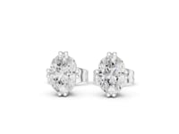 Premier Oval Double-Claw Solitaire Studs - White Gold