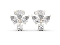 Triple-Row Dome Hoop Earrings - White Gold