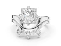 Princess Cut Diamond Solitaire Scatter Band Bridal Set - White Gold