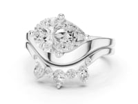 Pear Cut Diamond Solitaire Scatter Band Bridal Set - White Gold