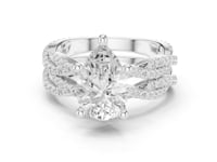 Pear-Shaped Twisted Pave Solitaire Bridal Set - White Gold