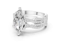Marquise-Cut Twisted Pave Solitaire Bridal Set - White Gold