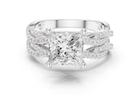 Princess-Cut Twisted Pave Solitaire Bridal Set - White Gold