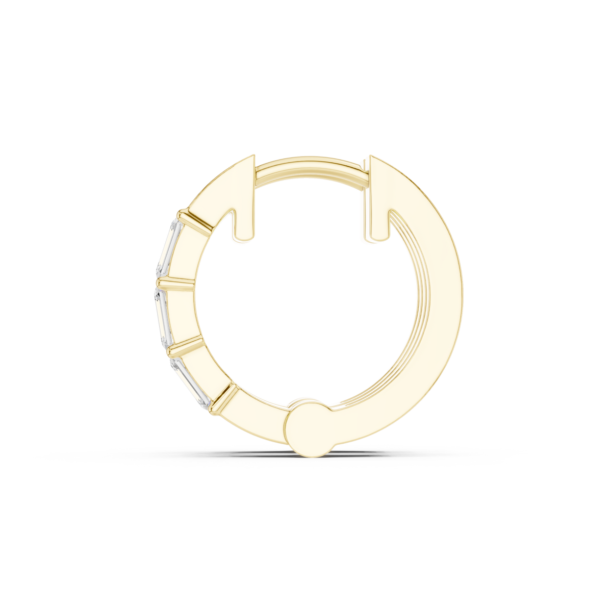  Gold Princess-Cut Bar-Set Huggie Hoops Side View