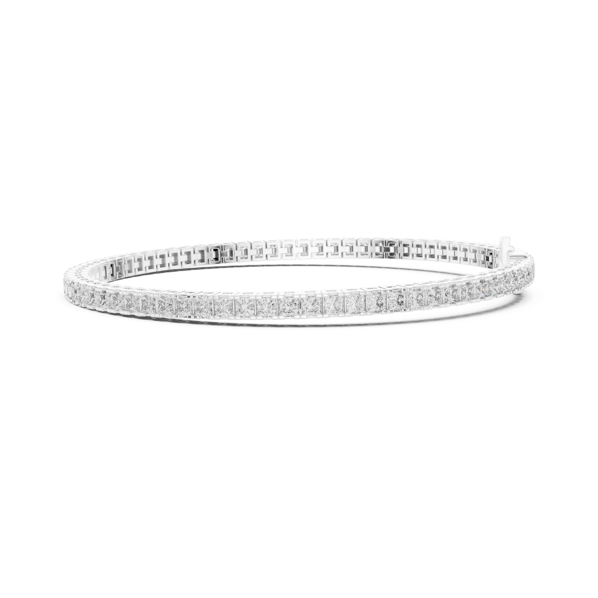  White Gold Princess Channel Tennis Bracelet Angle View