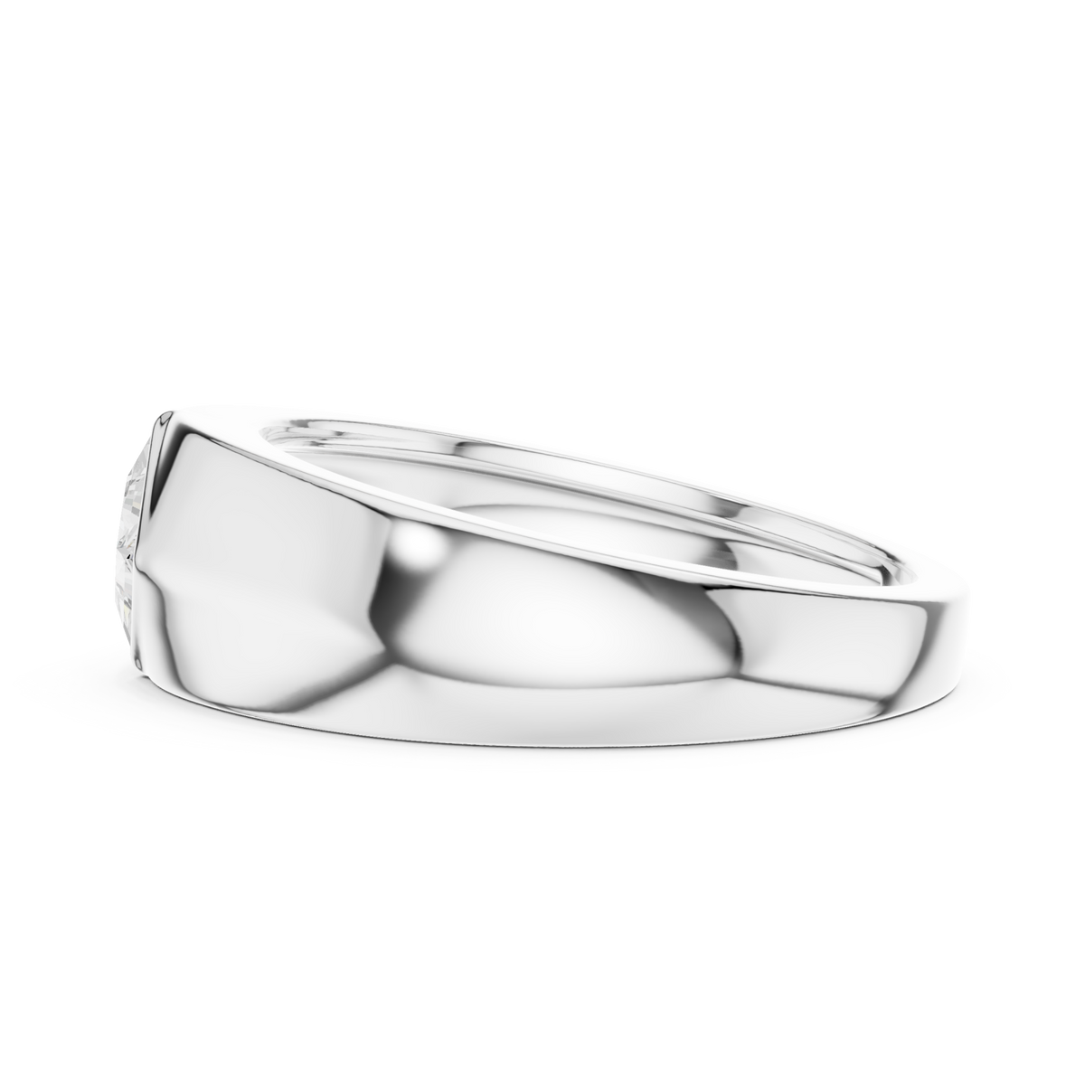  White Gold Princess Flush Knife Band Ring for Him Angle View
