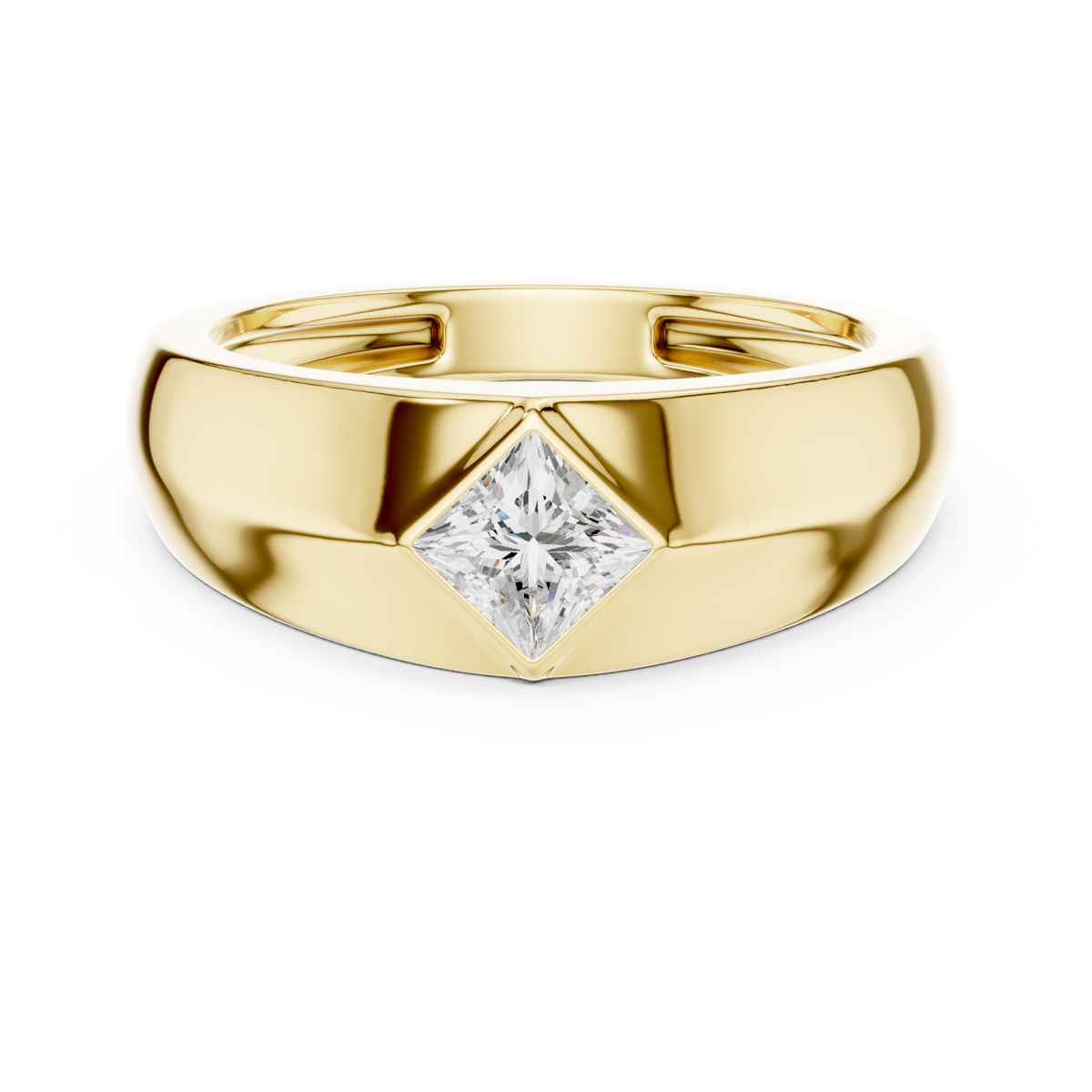 Gold Princess Flush Knife Band Ring for Him Detail View
