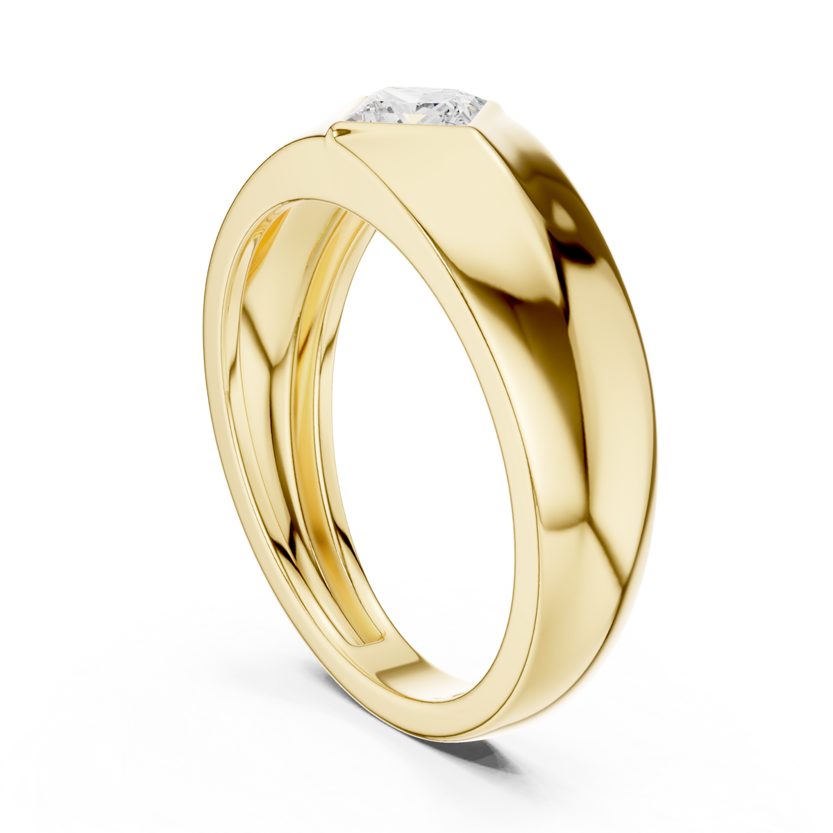  Gold Princess Flush Knife Band Ring for Him Side View