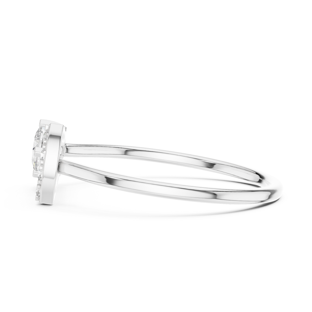 Princess open loop pave ring white gold angle view