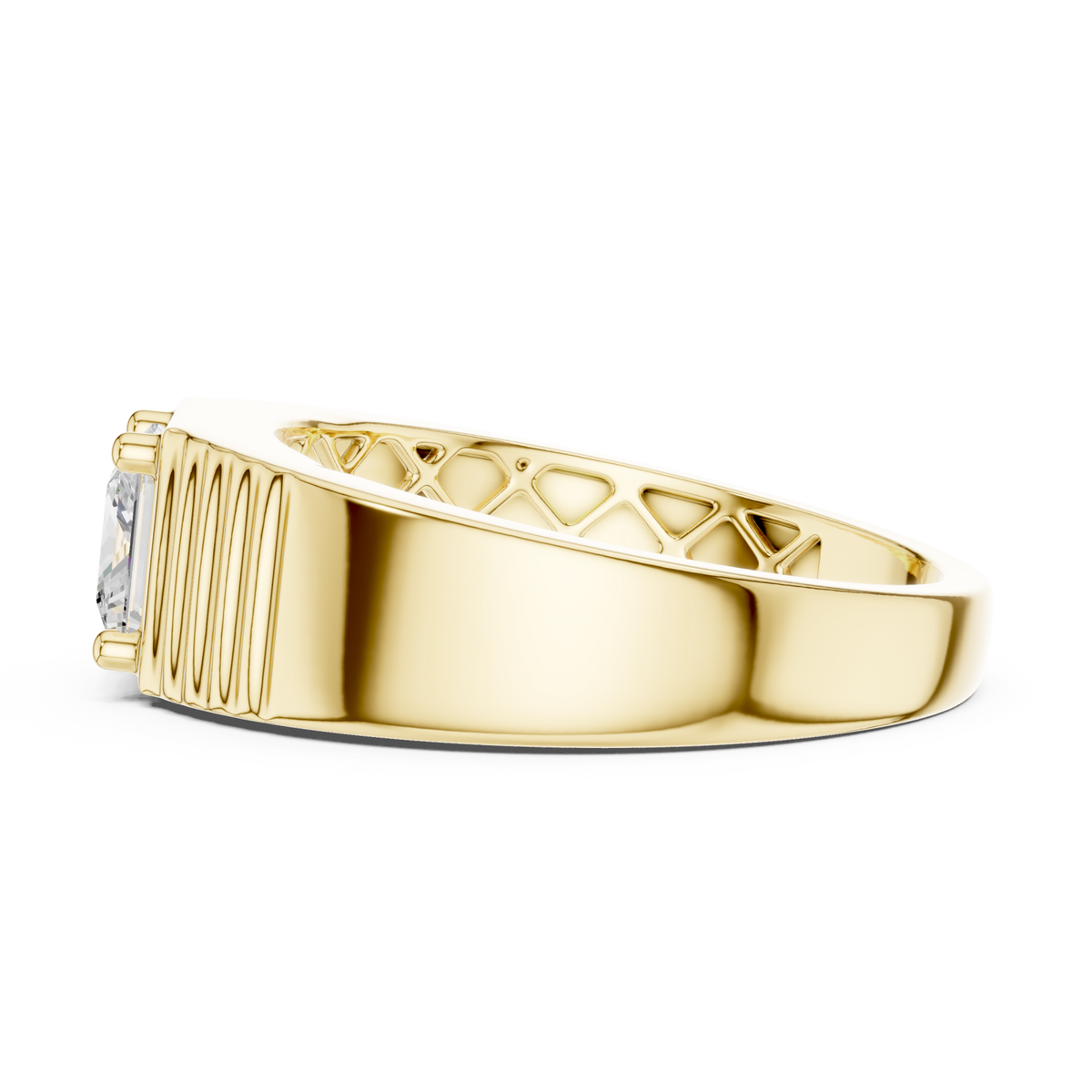  Gold Princess Ribbed Shoulder Ring for Him Angle View