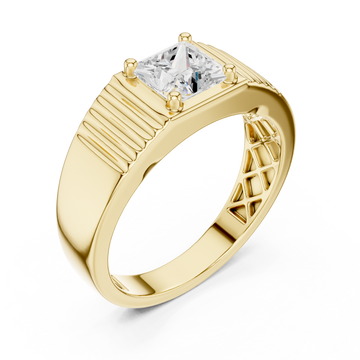 Gold Princess Ribbed Shoulder Ring for Him Front View